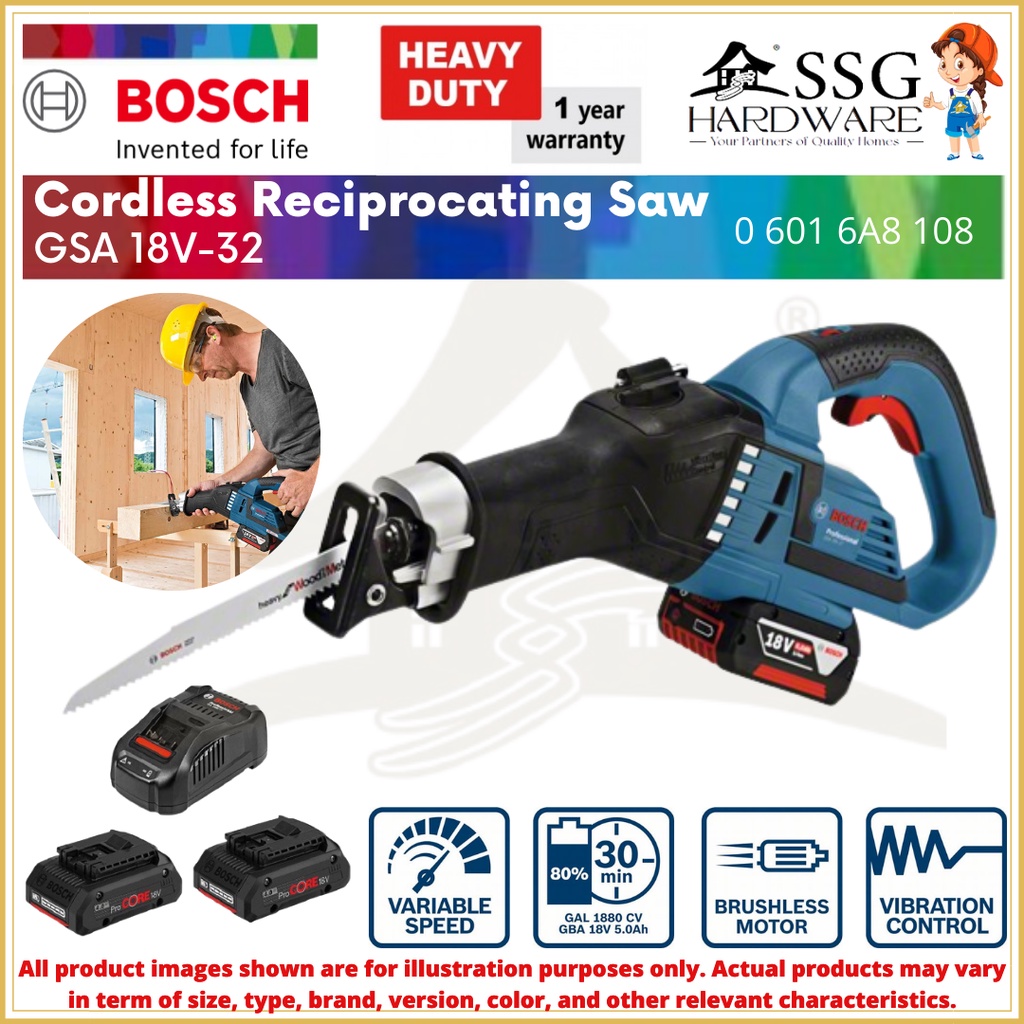 BOSCH HEAVY DUTY GSA 18V32 EC BRUSHLESS MOTOR CORDLESS RECIPROCATING