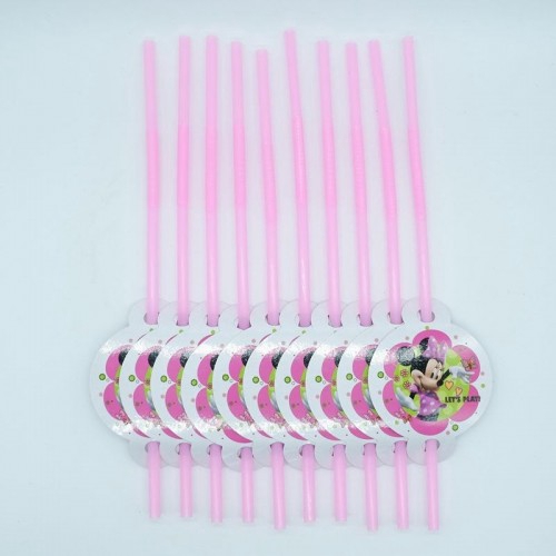 ISALES Pink Mouse Theme Drinking Straw Kids Party Decoration Event Birthday