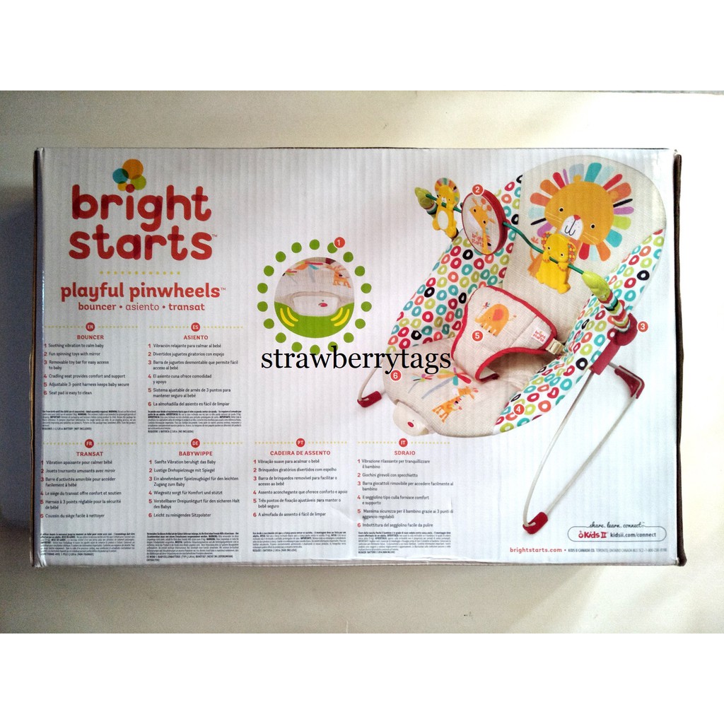bright starts playful pinwheels bouncer with vibrating seat