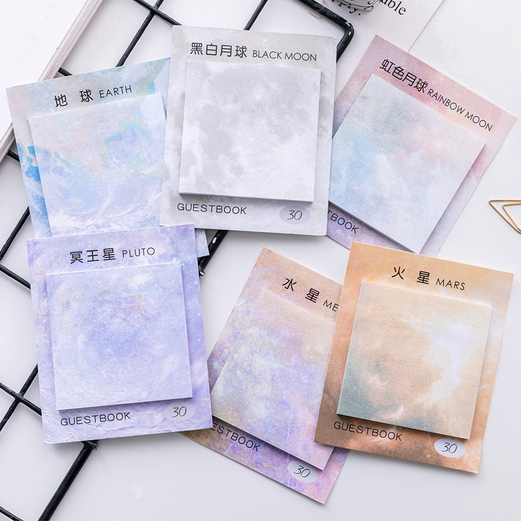 Square Aesthetic Planet Sticky Notes Tearable Oil Painting Sticky Note Memo Pads Students Notebook Sticky Notes School Office Stationery Shopee Malaysia