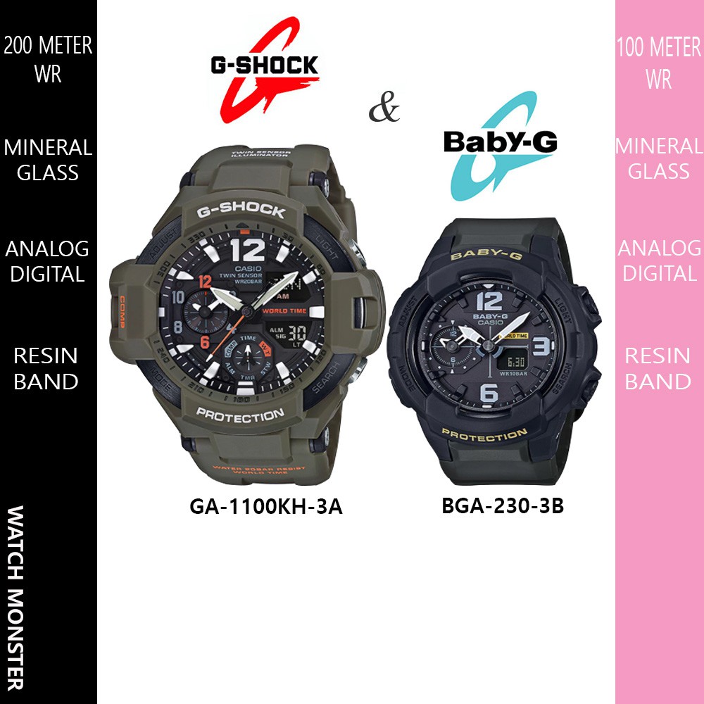 G Shock Baby G Casio Couple Watch Ga 1100kh 3a Bga 230 3b Shopee Malaysia