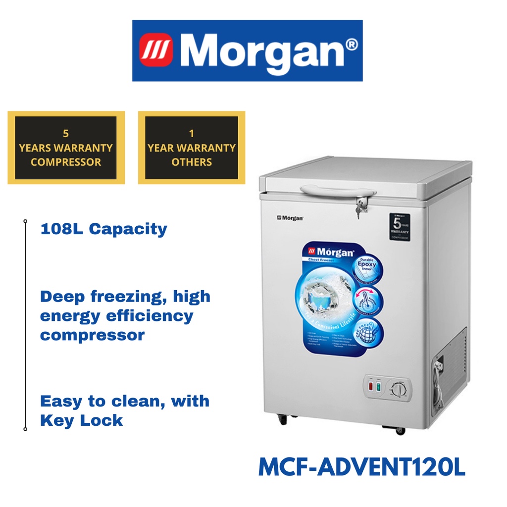 [Exclusive Model] Morgan Chest Freezer Net Capacity 108L MCF-ADVENT120L / Free Key Lock & Basket / Energy Saving Fridge