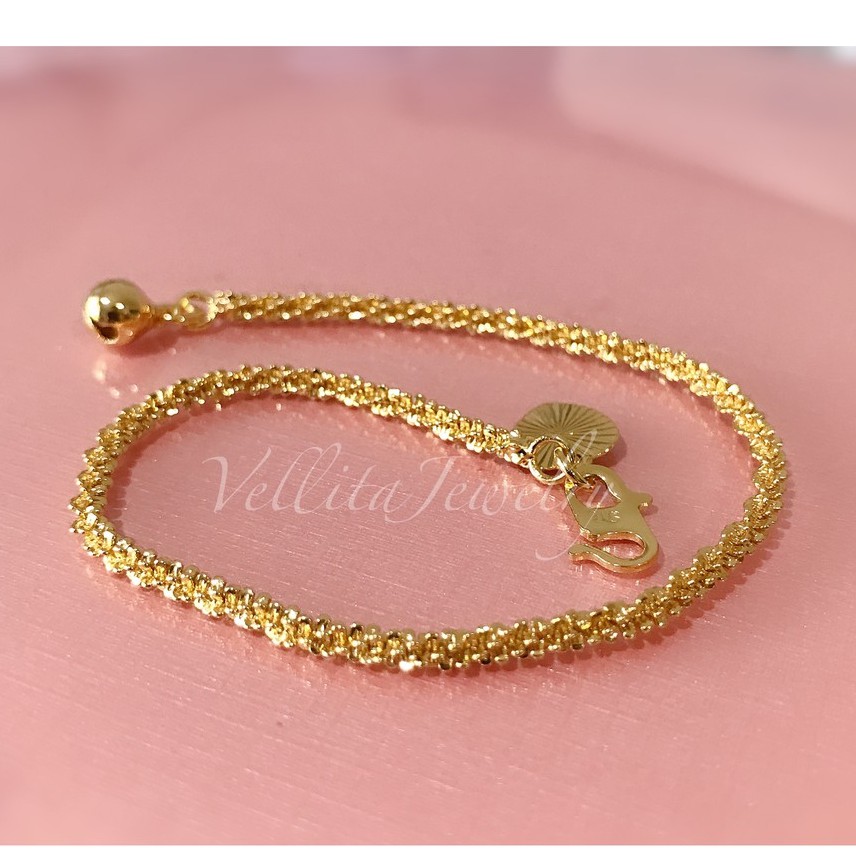 [VJ] COP916 ”CORN” Bracelet W:2mm-3mm 999.9 Gold Plated 13cm-22cm Persist Gold