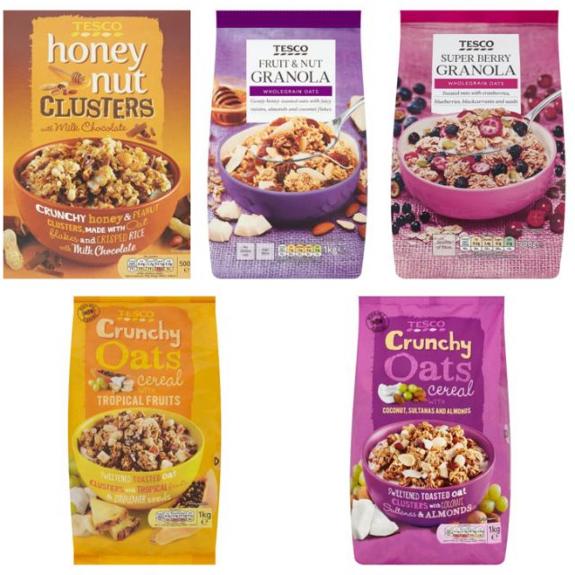 TESCO fruit & nut granola / Super berry granola / crunchy oat / honey ...