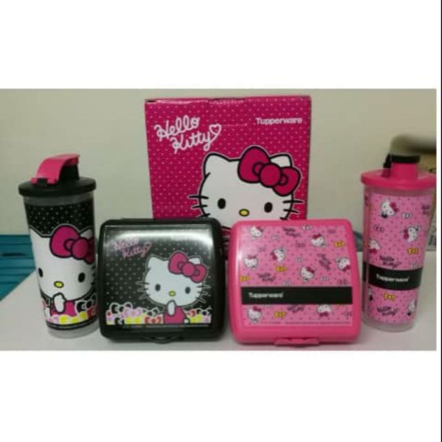 Free Shipping Tupperware Hello Kitty Lunch Box Containers & Tumblers Set 