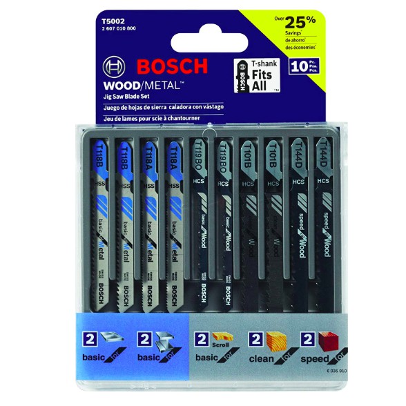 Bosch 10 Piece Assorted T Shank Jig Saw Blade Set T5002 Shopee