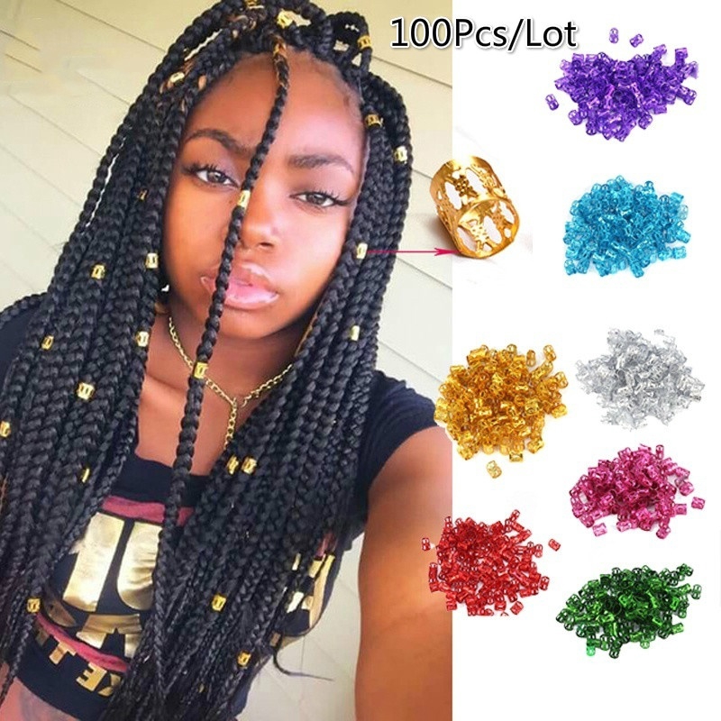 Mixed Dread Lock Beads Adjustable Hair Braids Cuff Clip Micro Ring Beads