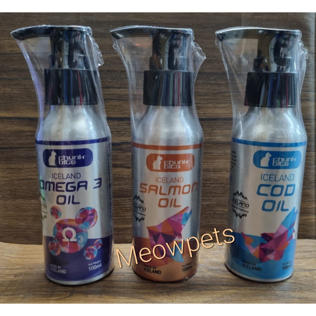 Chunk Bits Iceland Pet Salmon Oil/Omega 3 Oil/COD Oil(100ml) Cat&Dog