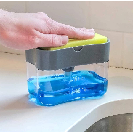 Bekas Pam Sabun Basuh Pinggan Dengan Tempat Letak Span Dishwashing Liquid Pump Dispenser With Sponge Holder Shopee Malaysia