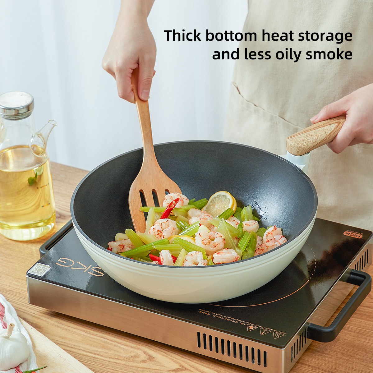 COOKER KING Non Stick Ceramic Wok Ceramic Cookware Stir Wok Stir Fry ...