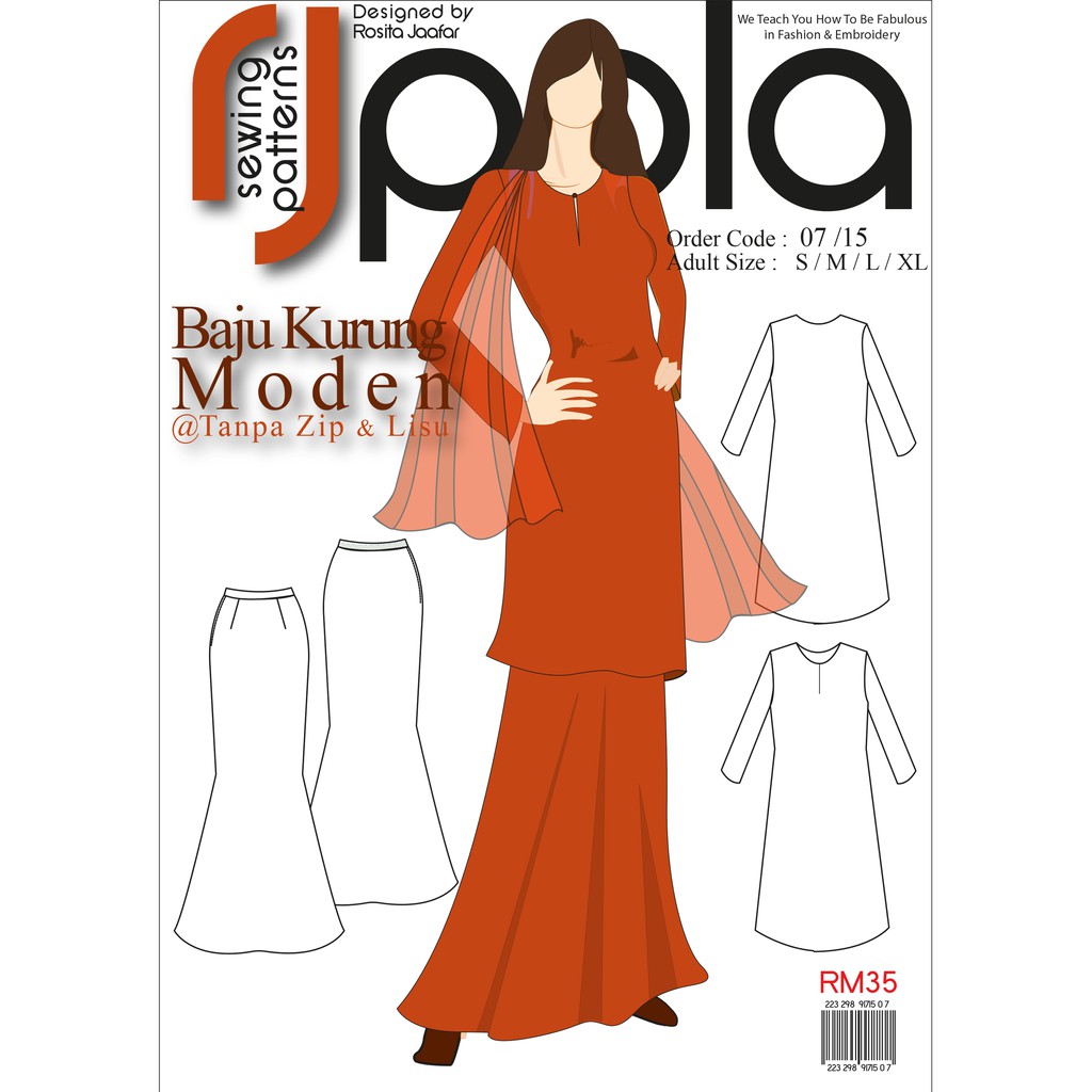 Pola Baju Rjpola Baju Kurung Tanpa Zip Lisu Code 7 Pola Pakaian Pelbagai Size Dalam 1 Set Shopee Malaysia