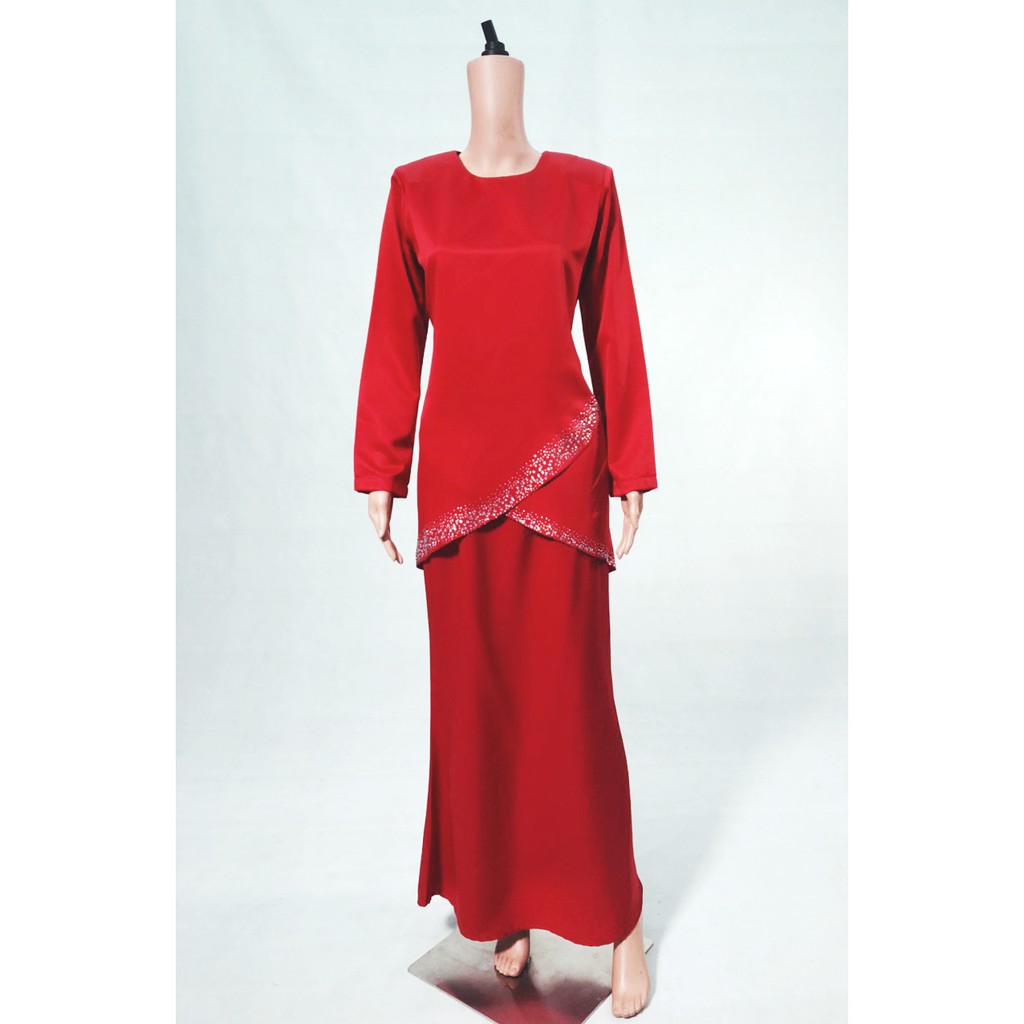  Baju Kurung Moden Warna Merah  Cili