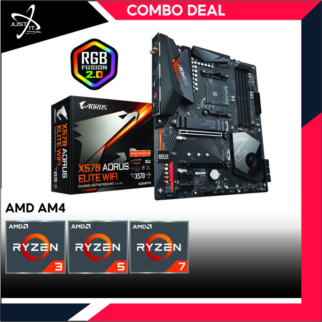 GIGABYTE X570 AORUS ELITE WIFI AM4 GAMING MAINBOARD COMBO RYZEN 5 3600/5500/5600/5600X/5700X