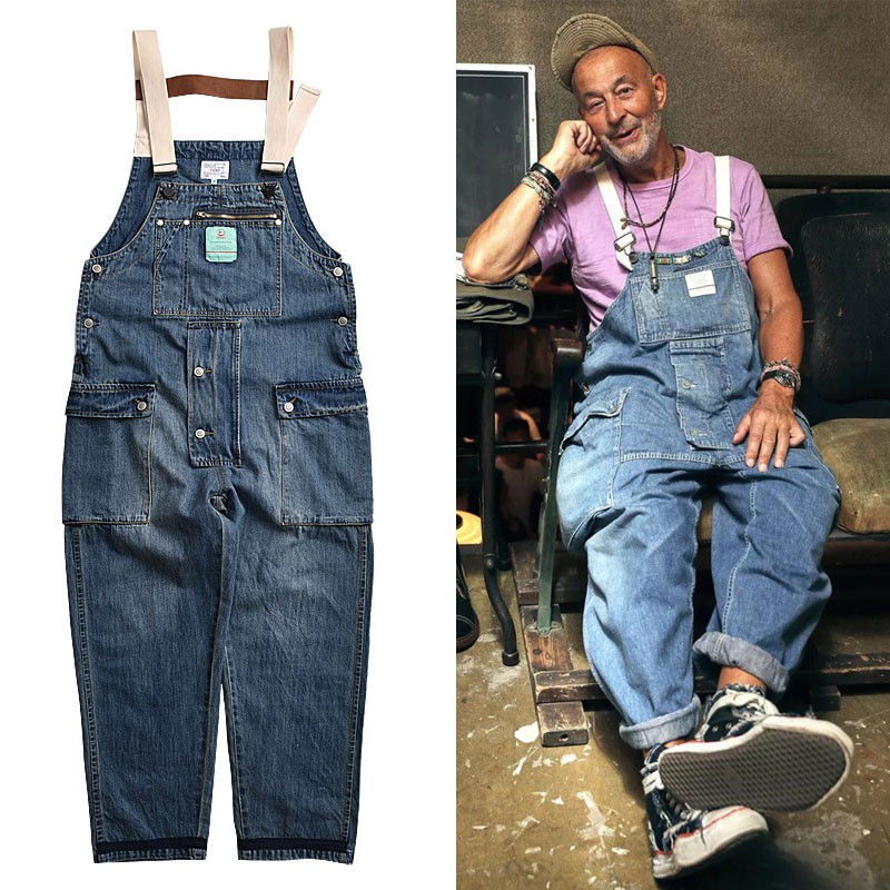 mens blue denim overalls