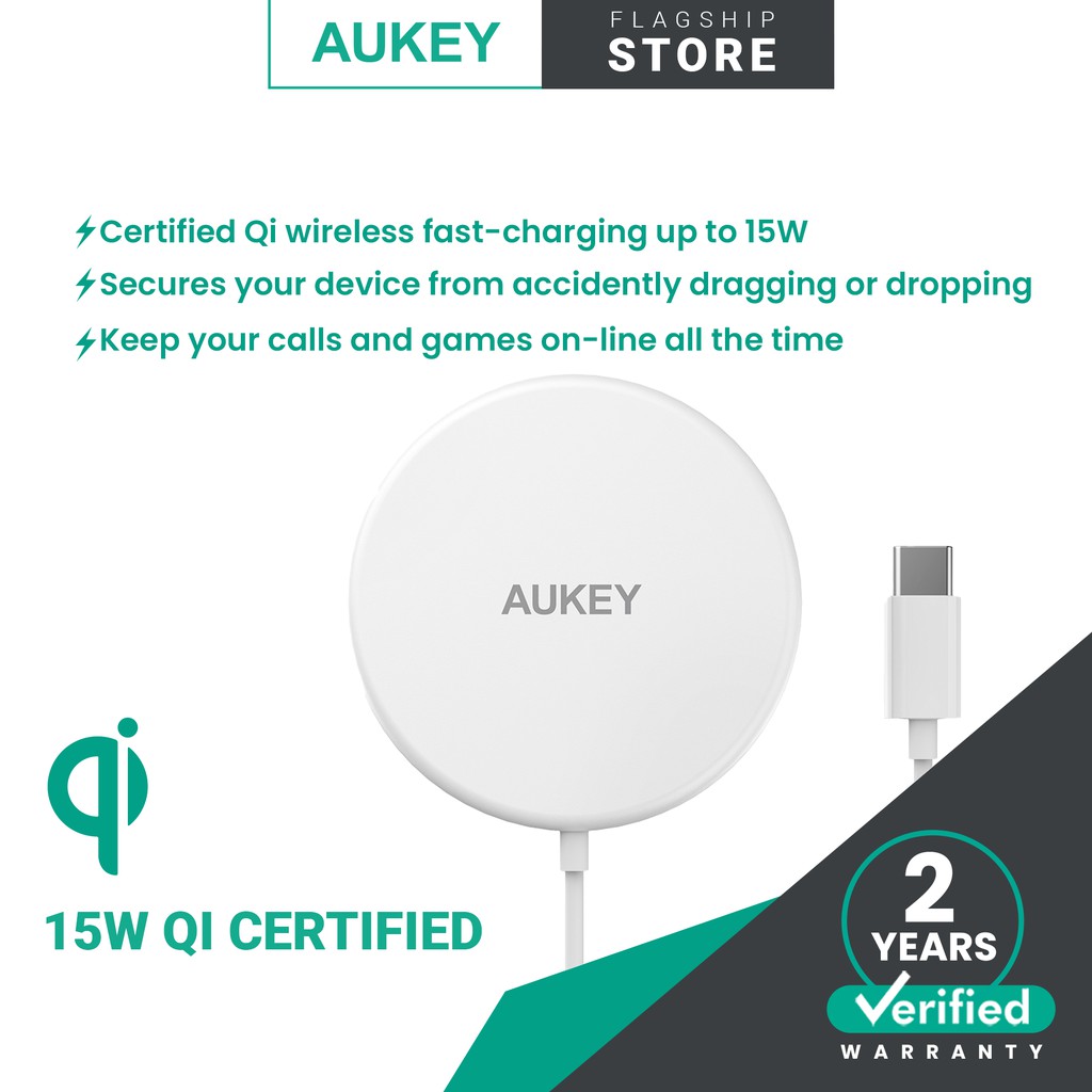 Aukey LC-A1 Snap On 15W magsafe Qi-Compatible Fast Wireless Charging ...