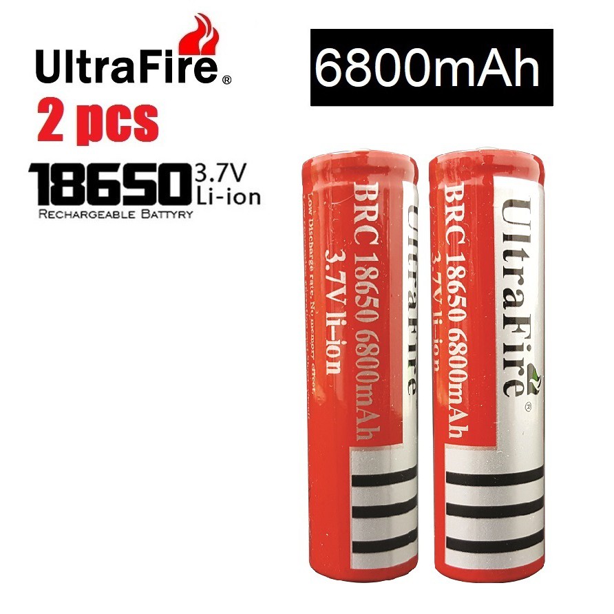 3 7v 18650 Ultrafire 6800mah Button Top Rechargeable Lithium Ion Battery Brc Shopee Malaysia