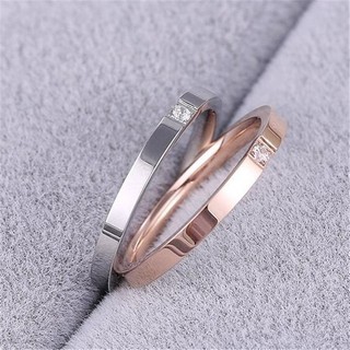 Lovers Titanium Steel Diamond Ring (color:silver,rose gold)