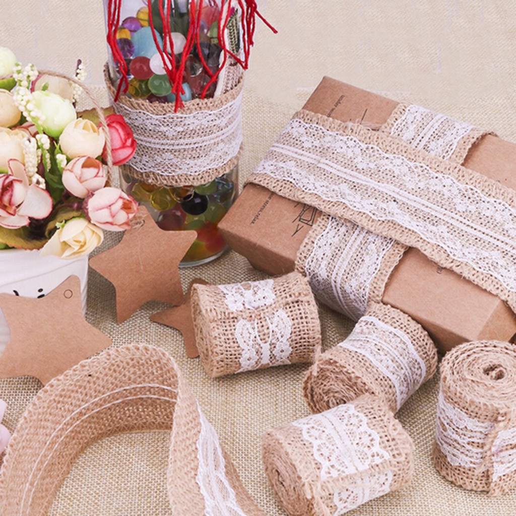 6variations 6 Rolls Of Natural Vintage Jute Linen Ribbon Diy