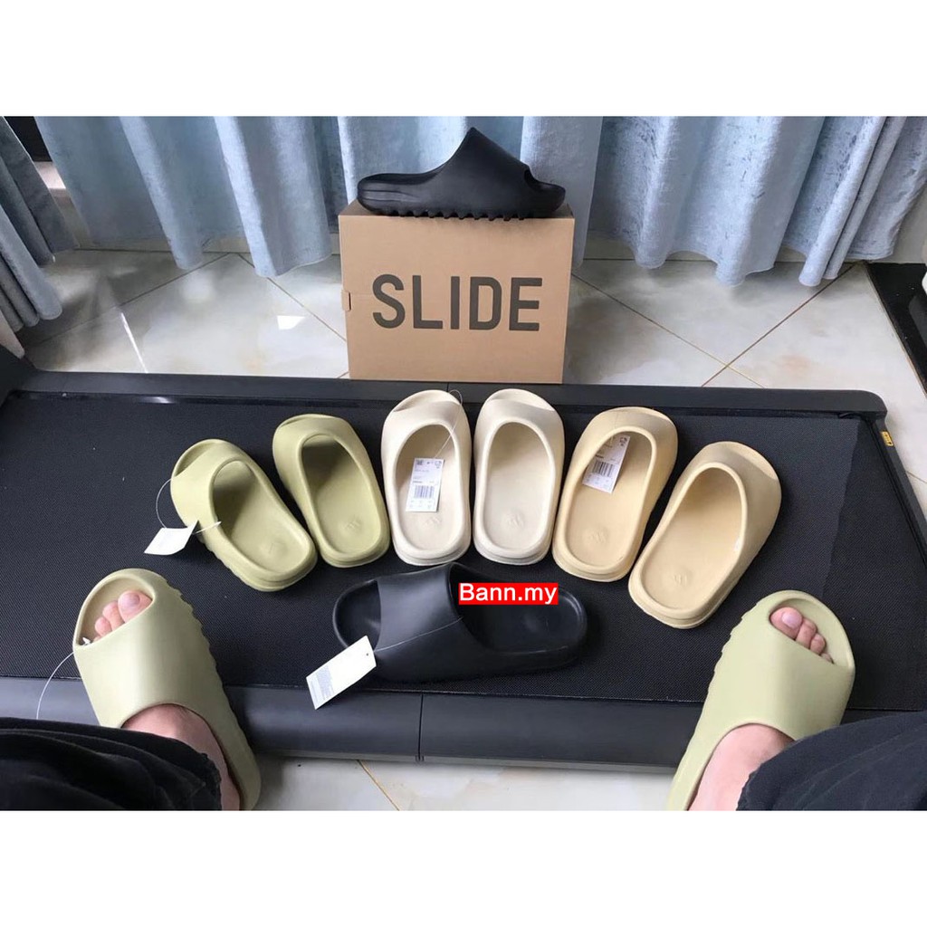 red yeezy slides