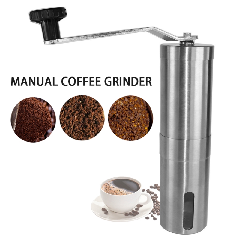 Silver Coffee Grinder Mini Stainless Steel Hand Manual Handmade Coffee Bean Burr Grinders Mill Kitchen Tool Crocus Grinders