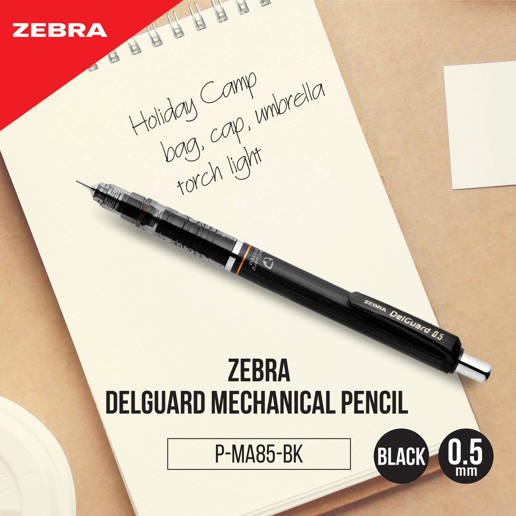 Zebra DelGuard MAZ84 "Unbreakable" 0.5mm Mechanical Pencil FREE HB Leads Yellow 