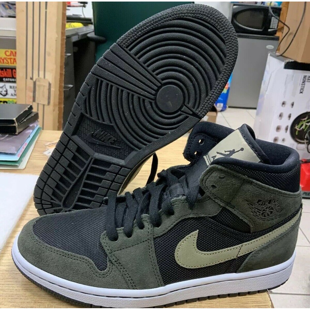 olive green jordans 1