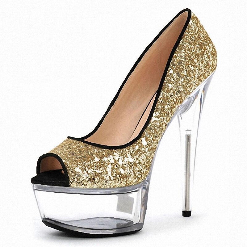 gold bling heels