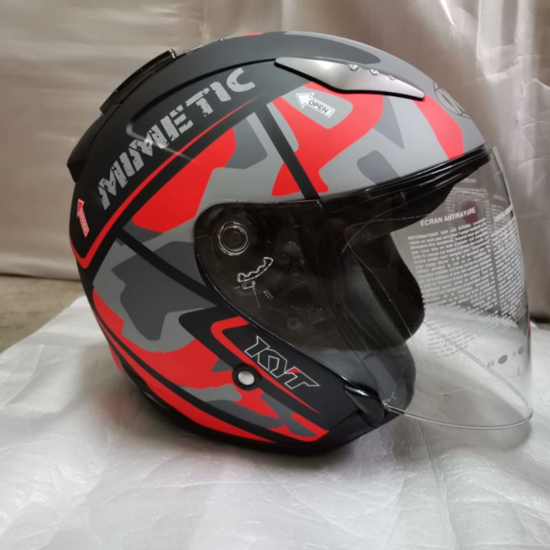 CASCO KYT HELLCAT MIMETIC MATT RED HELMET KYT HELLCAT SINGLE VISOR KYT