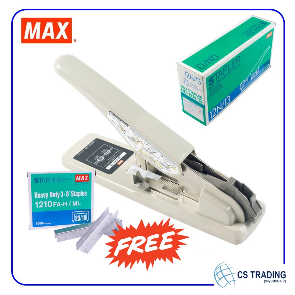 MAX HD12N/13 Heavy Duty Stapler (Free One Box 1210FAH Staples) Shopee Malaysia