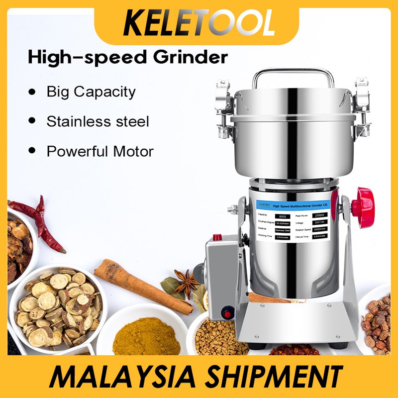 Pengisar kering 磨粉机 800G Coffee Bean Grinder 304 Stainless Steel Seasoning Grinder All Copper Motor Material Grinding Fine Powder