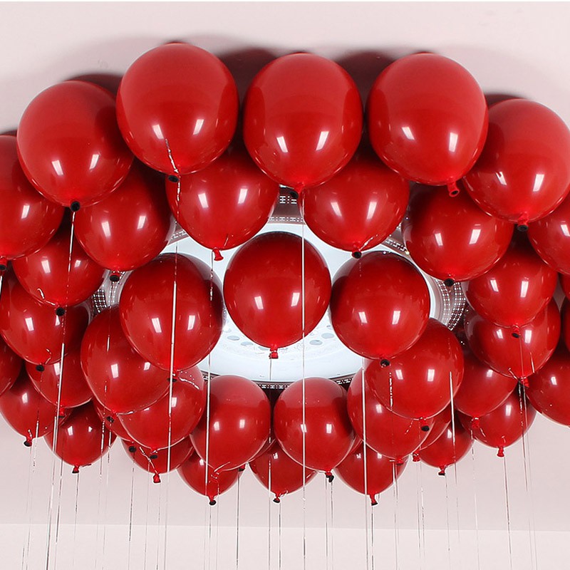 20pcs 10inch ruby red color latex balloons red black ...