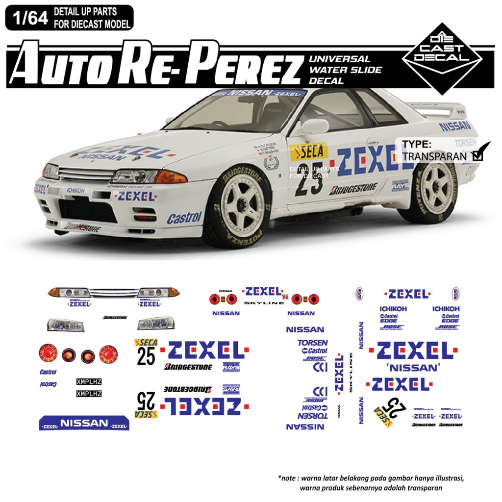 Hotwheels Autoreperez Decal Livery Racing Nissan Zexel Skyline R32 R33 R34 R35 Shopee Malaysia