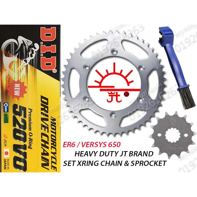 Kawasaki ER6 ER6N Versys 650 Oring Chain Set Rantai Sprocket DID Original 520 VO (FREE CHAIN