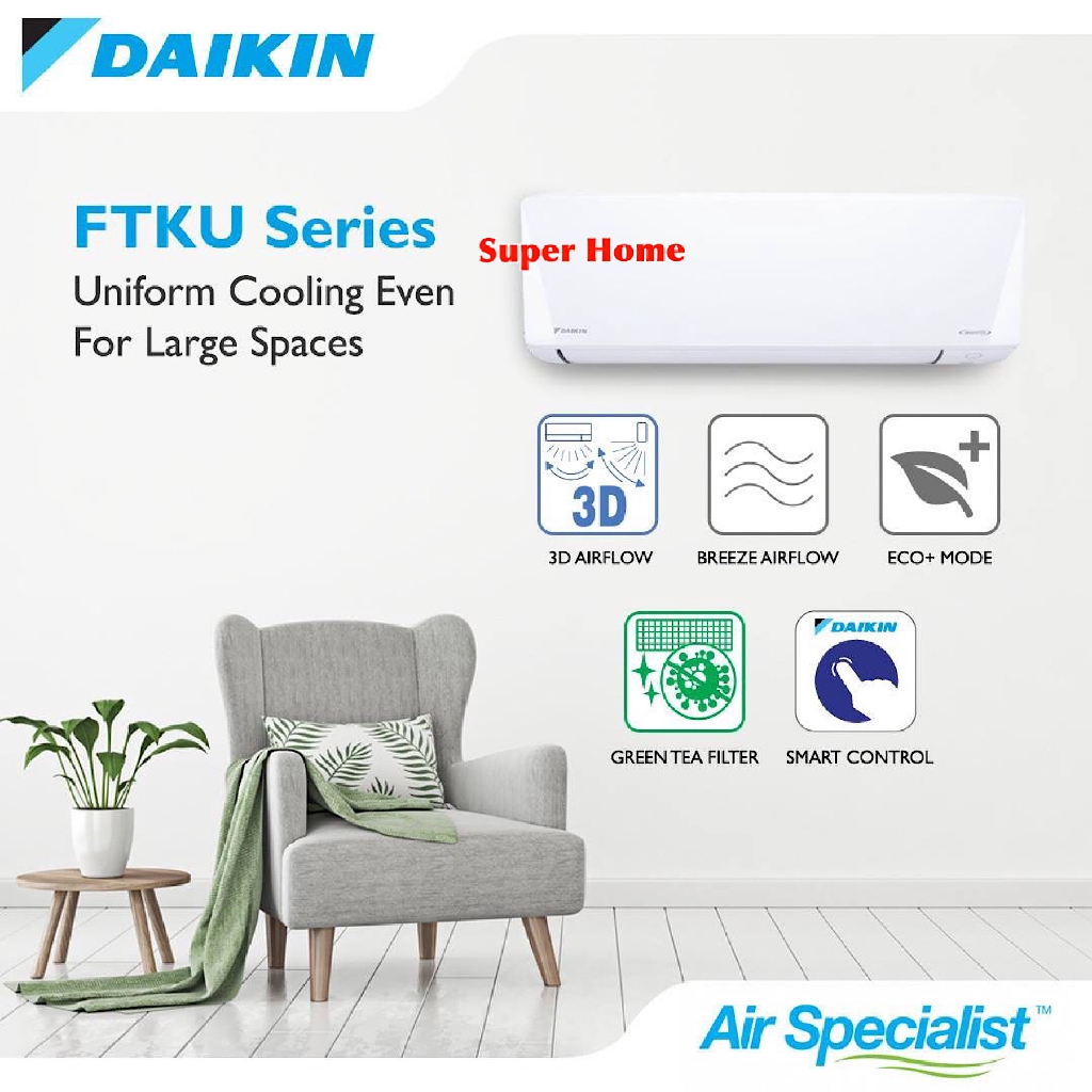 Daikin R32 1 0hp Deluxe Inverter Aircond Ftku28a Rku28f 3wmy Lf Wifi Daikin Smart Control R32 Inverter Aircond Ftku Shopee Malaysia