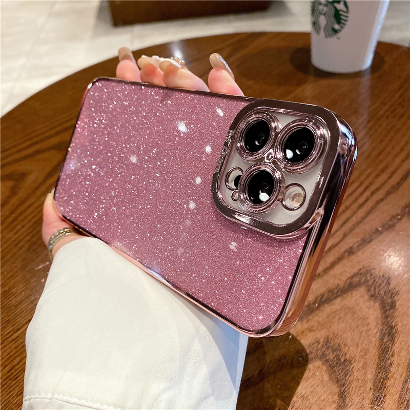 Clear Glitter Phone Case compatible for iPhone 13 12 11 Pro Max 7+ 8Plus SE XR XS MAX Luxury 6D Plating Gradient Casing Soft Case