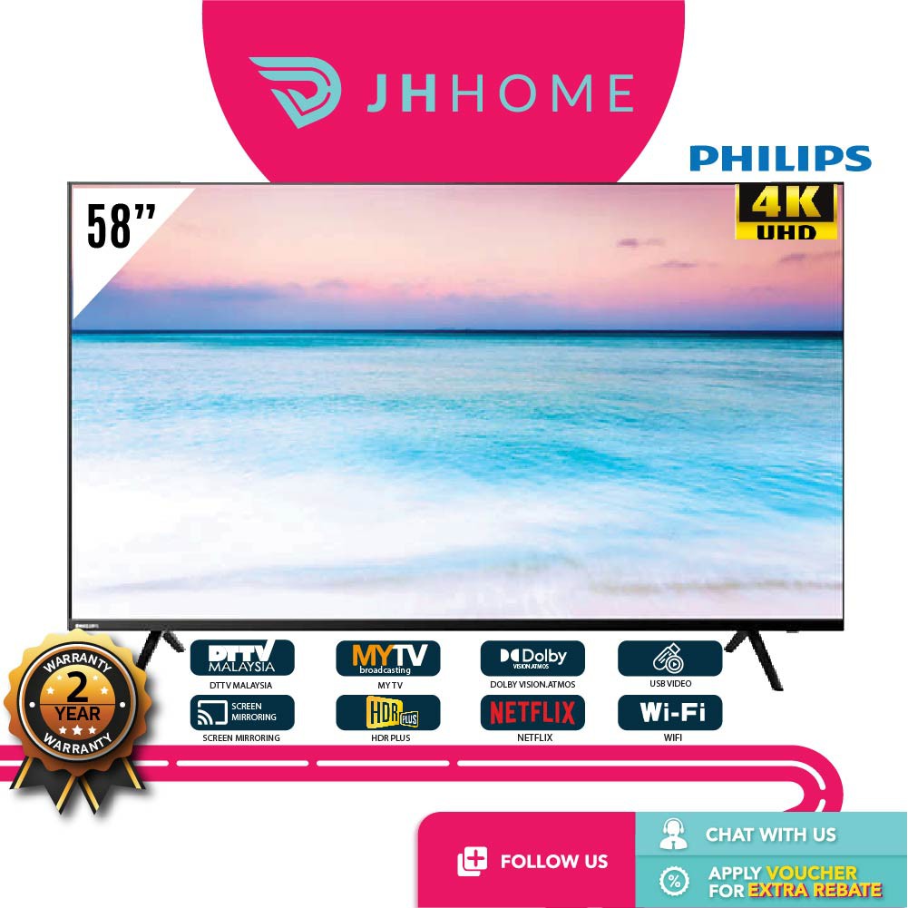 Fast Shipping Philips 58 Inch 4k Uhd Smart Tv 58put6604 Netflix Youtube Hdr Dolby Vision Atmos Screen Mirroring Shopee Malaysia