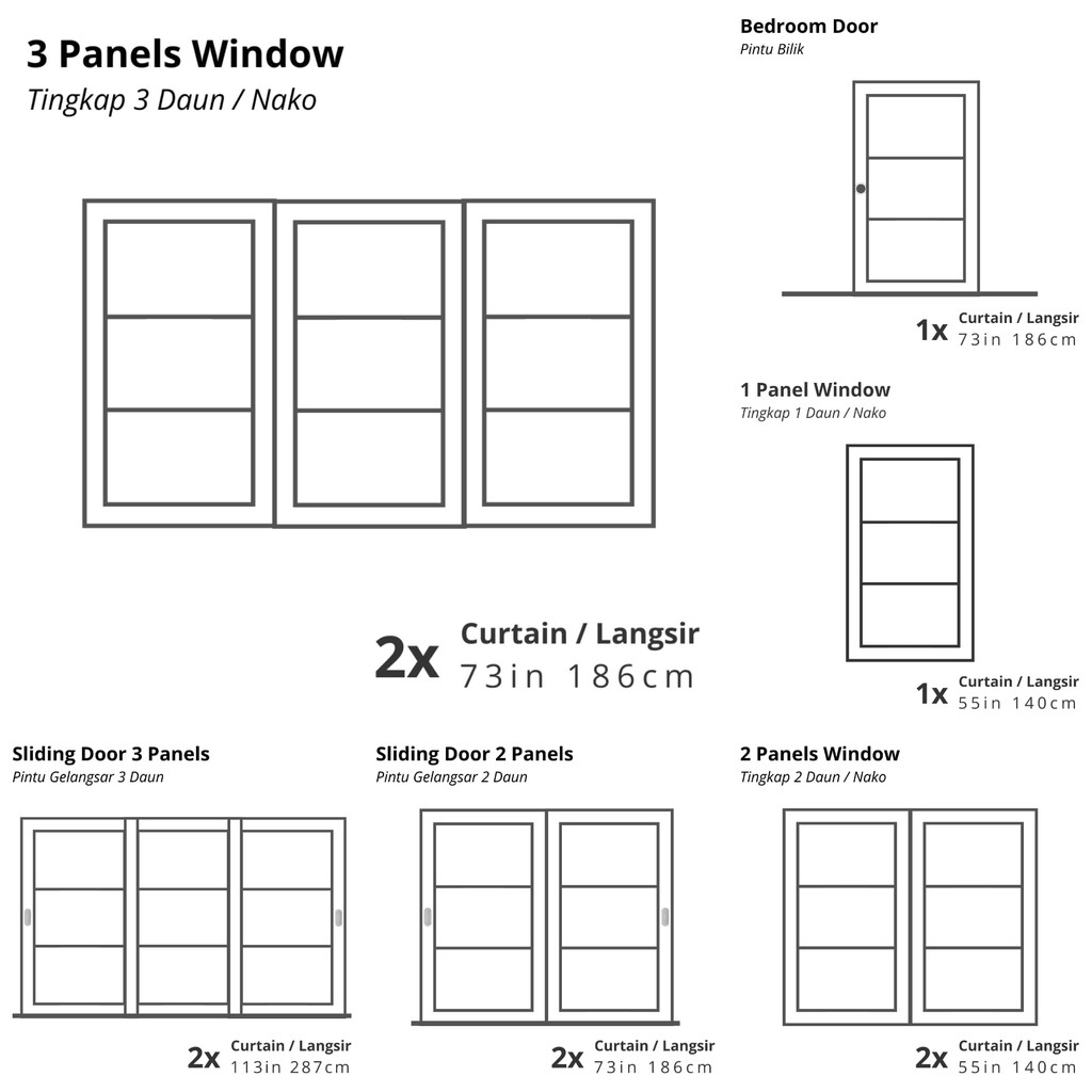 Blackout Extra Thick Curtain Sliding Door Window Free Hooks Langsir Tebal Pintu Tingkap Cantik Murah French Pleat Shopee Malaysia