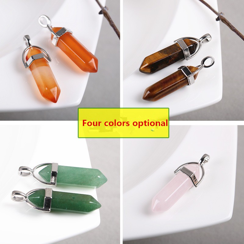 1pcs Natural Stone Chakra Healing Pendant DIY Necklace Rose Quartz Tiger Eye Green Aventurine Opal Pendants