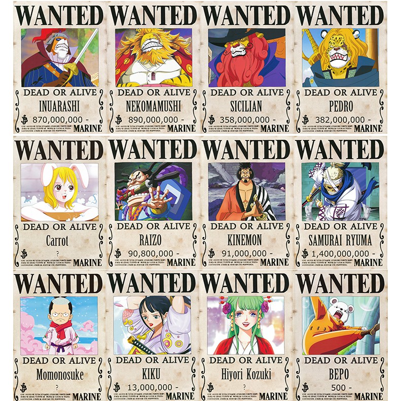 Ready Stock One Piece Luffy Mugiwara Straw Hat Yonko Kaido Zoro Nami Franky Boa Law Anime Wanted Poster 19 5x28 5cm Shopee Malaysia