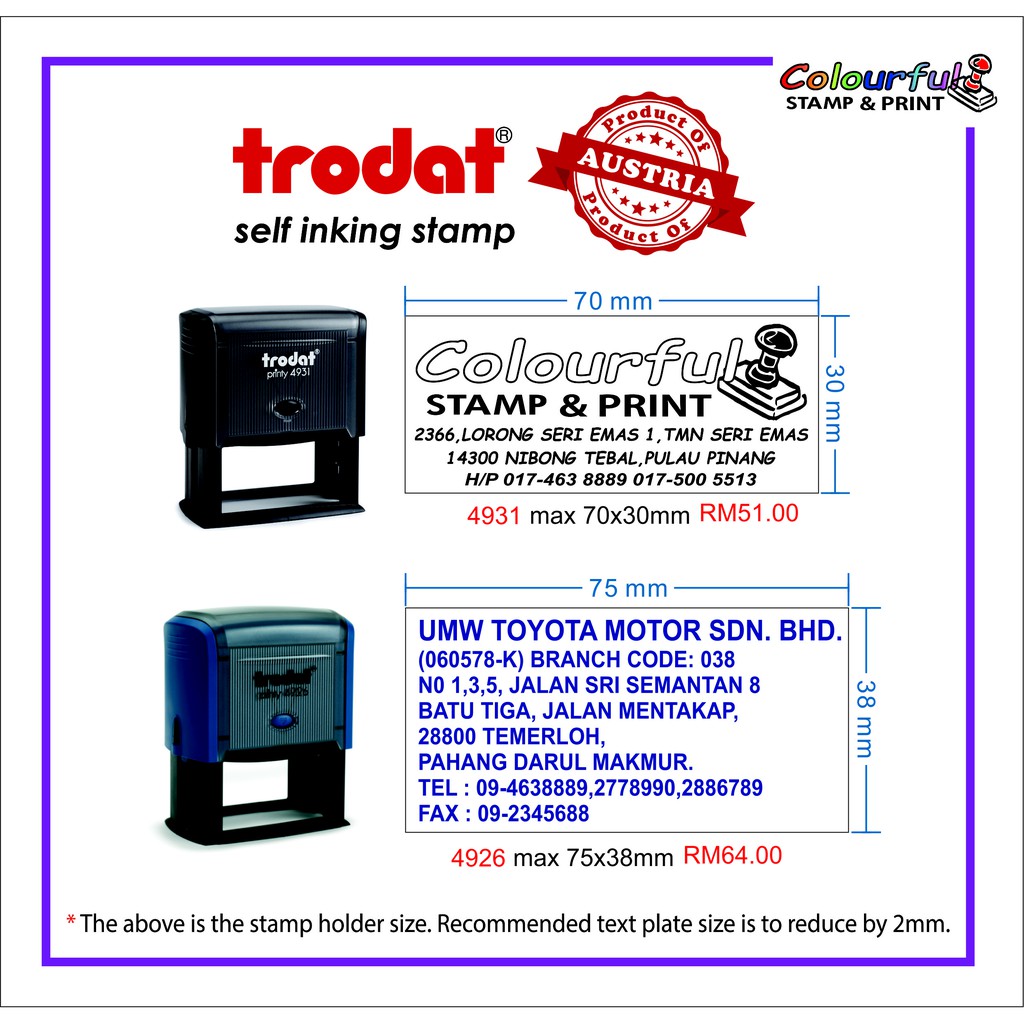 Trodat Selfinked Rubber Stamp,Trodat4931,4926. Shopee Malaysia