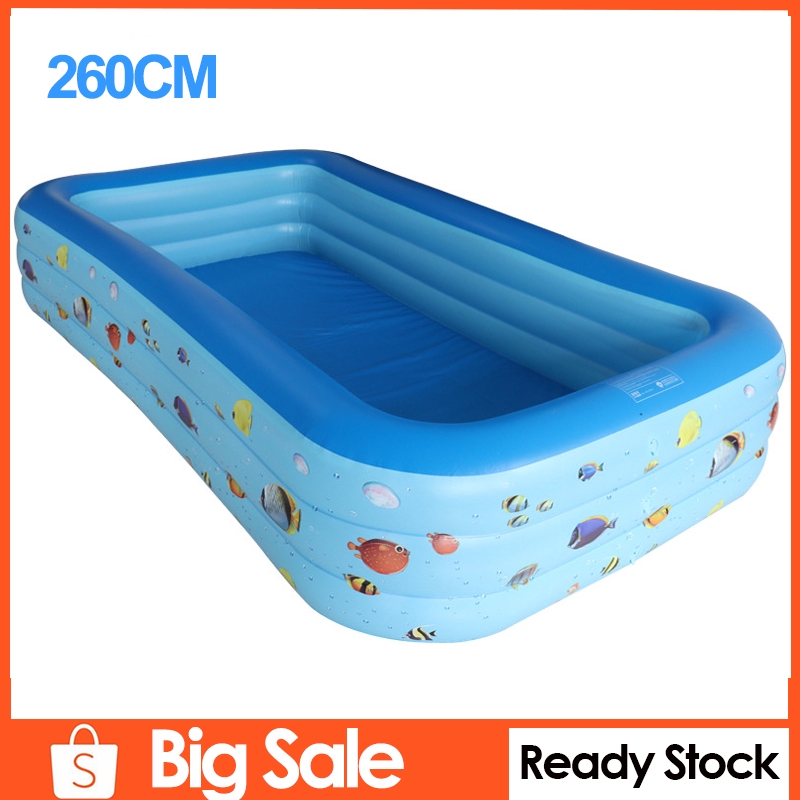 260cm Swimming Pool Kids Inflatable Pool Kids Swimming Pool Inflatable 3 Ring Swimming Pool For Kids Shopee Malaysia