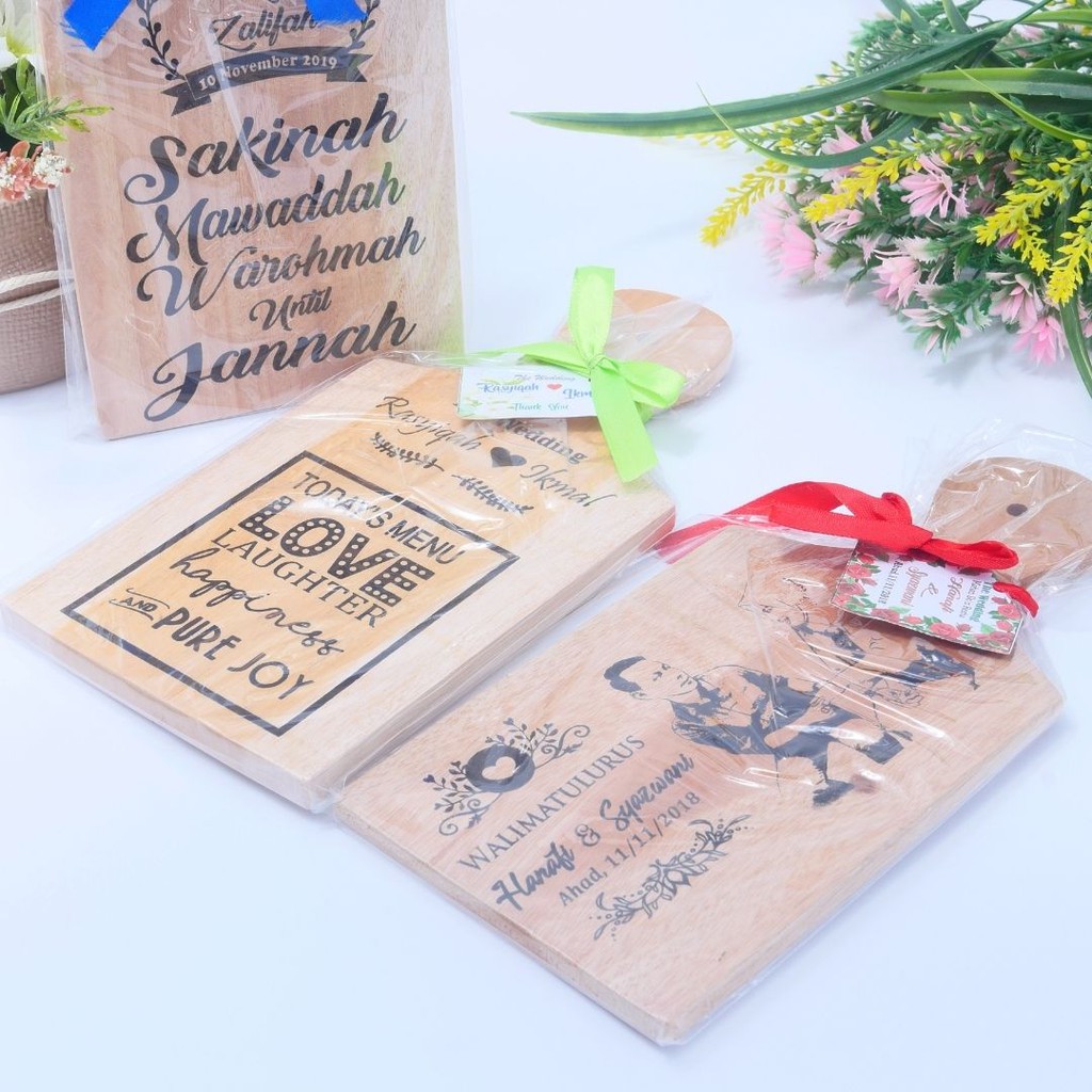 [CUSTOM NAMA minimum 100pcs] Wholesale Doorgift Kayu Cutting Board Segiempat I HARGA DI ATAS HARGA UNTUK 1PCS