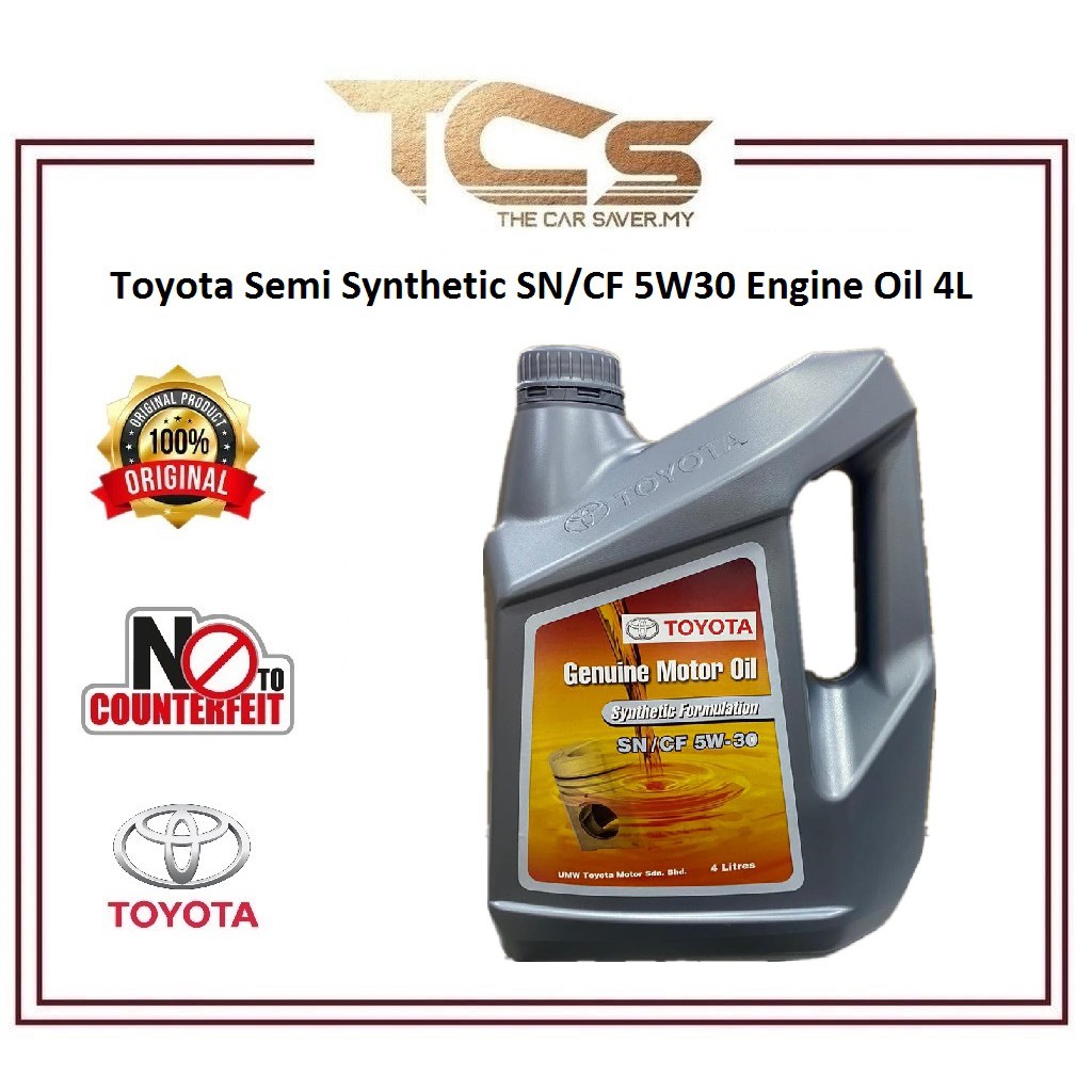 Toyota Semi Synthetic SN/CF 5W30 Engine Oil 4L (2018 NEW PACKAGING)