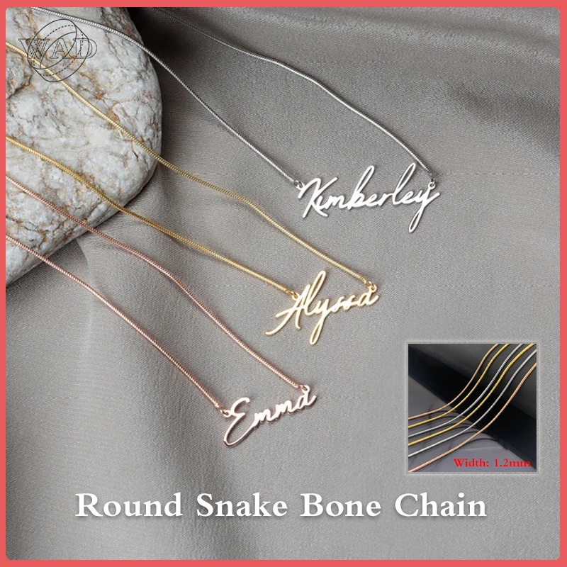 【Custom Name Necklace】WAD Stainless Steel Name Women's Necklace Round Snake Bone Chain Custom Nameplate Letter Necklace Birthday Gift Metal Jewelry