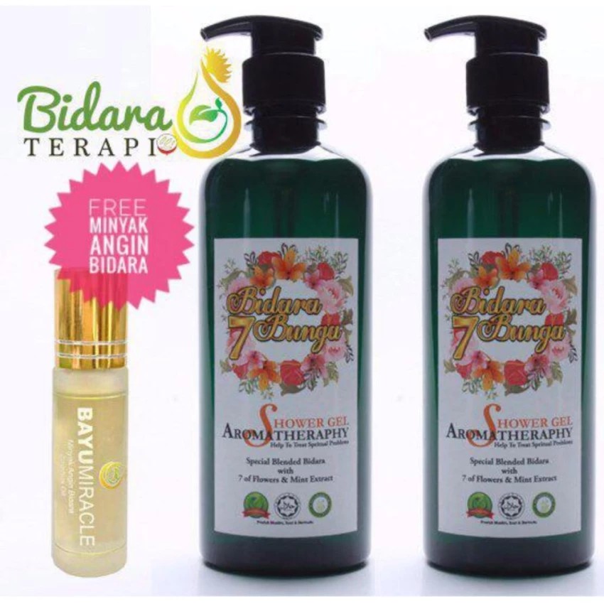 SHOWER GEL BIDARA 7 BUNGA ANTI SIHIR 500ML X 2 BOTOL 