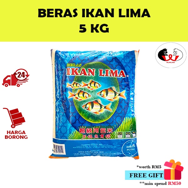 Beras Ikan Lima Super Import 5 kg 超级河芭米 5 福鱼商票