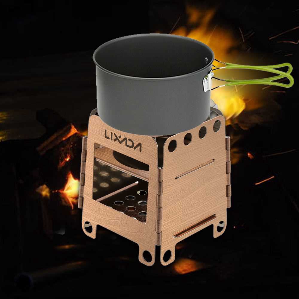 Portable Stainless Steel Lightweight Folding Wood Stove (gold)