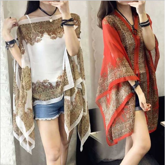Fashion Beauty💗Ready Stock🔥Batik Silk Women Shawl Cantik Fashion Cardigan Lady Tops