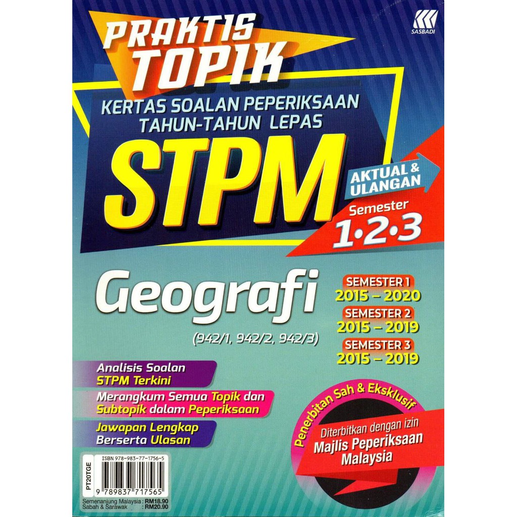 Sasbadi Praktis Topik Kertas Soalan Peperiksaan Tahun Tahun Lepas Stpm Geografi Semester 1 2 3 Shopee Malaysia