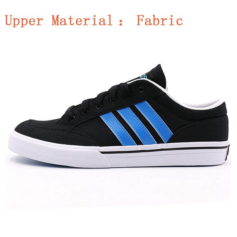 black adidas shoes with blue stripes